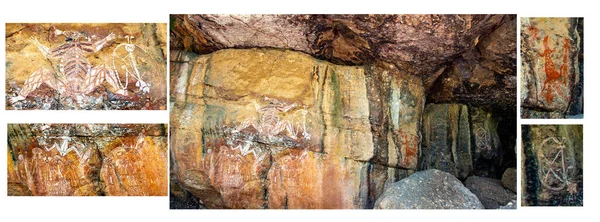 描述澳大利亚北部Kakadu国家公园的一些土著岩画的学院图像 — 图库照片