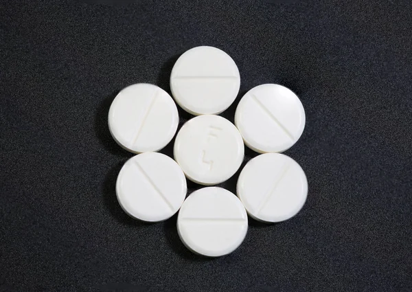 Rose Unspecified White Pills Black Background — Stock Photo, Image