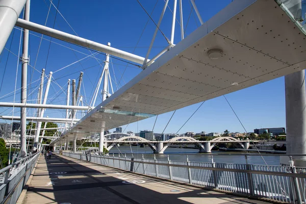 Most Kurilpa Jest 470 Metrowym Mostem Dla Pieszych Rowerzystów Nad — Zdjęcie stockowe