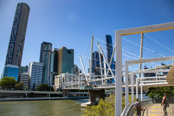 Puente Kurilpa Puente Peatonal Bici 470 Metros Sobre Río Brisbane — Foto de Stock