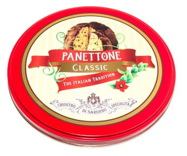 Milan 'dan Panettone Classico' nun Chiostro di Saronno için yaptığı klasik bisküvi kutusu.