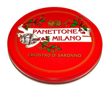 Milan 'dan Panettone Classico' nun Chiostro di Saronno için yaptığı klasik bisküvi kutusu.