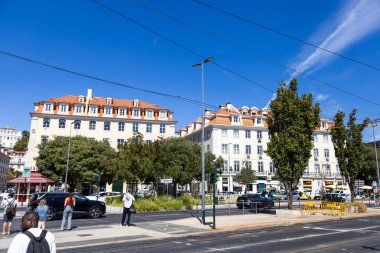 View of urban architecture of the 20th century in the old city of Lisbon, Portugal clipart