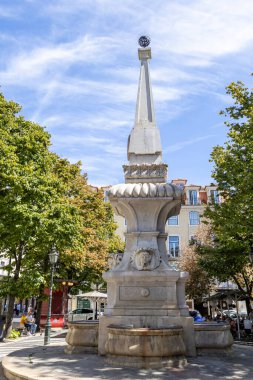 Portuguese architecture showing the Chafariz de Sao Paulo, Saint Paul water fountain, built in 1849 in downtown Lisbon, Portugal clipart