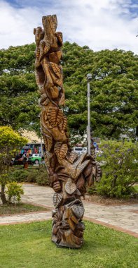 Traditional totem culture in the Central Garden of Noumea, Grande Terre Island, New Caledonia clipart