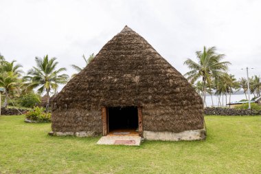 Detail of the traditional tribal chiefs hut in Luecila, commune of WE, Lifou Island, Loyalty Islands, New Caledonia, South Pacific  clipart