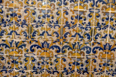 İsa Manastırı, Setubal, Portekiz Yüksek Koro Odası 'ndaki fayansların detayları.