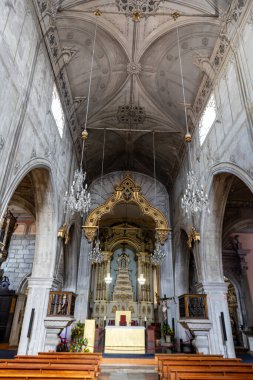 Viyana do Castelo, Portekiz 'deki Katolik Katedrali Büyük Aziz Mary' nin (Katedral de Santa Maria Maior) merkez nehri manzarası