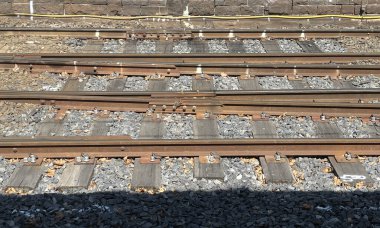 Flinders Caddesi İstasyonu, Melbourne, Victoria, Avustralya 'daki tren yolu manzarası