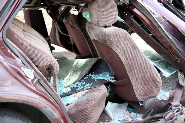 Destruição Carro Causada Por Motorista Bêbado Excesso Velocidade — Fotografia de Stock