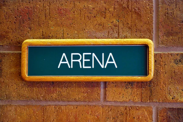 Arena Sign Displayed Wall Indoors — Stock Photo, Image