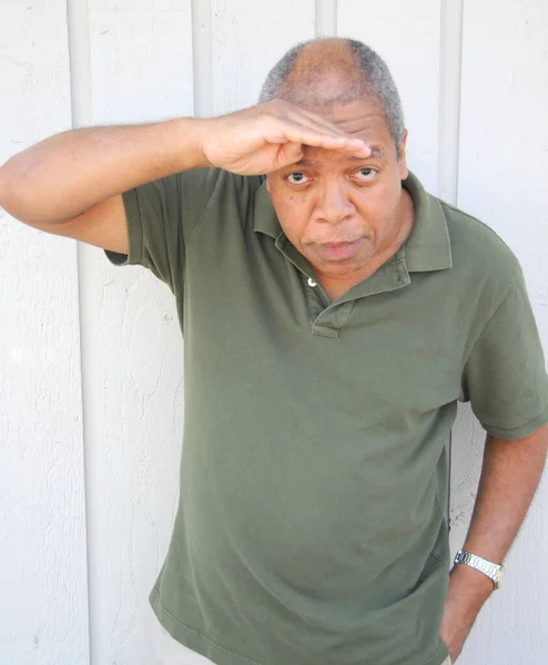 Africano Americano Hombre Senior Expresiones Aire Libre —  Fotos de Stock