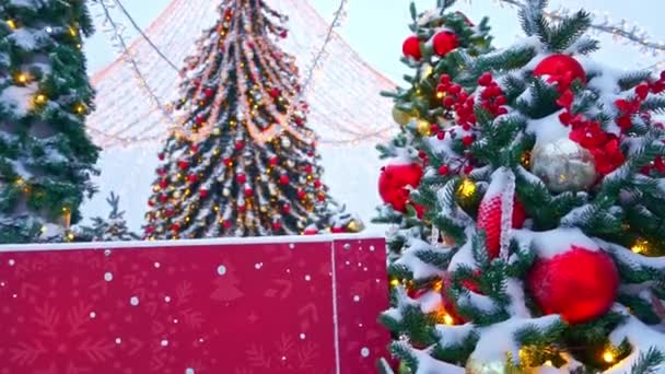 Moscow Russia Styczeń 2022 Uroczyste Drzewo Dekoracje Światła Ulicach Miasta — Wideo stockowe