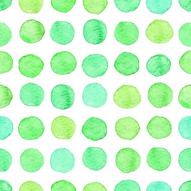 Beyaz bitti izole yuvarlak yeşil nokta sorunsuz elle çizilmiş suluboya desen yaptı.