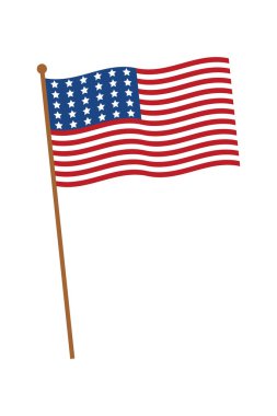 American flag patriotic illustration. United States Independence day design template. Stars and stripes symbol isolated over white.