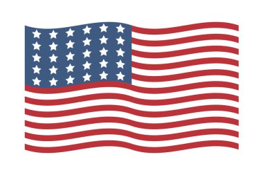 American flag patriotic illustration. United States Independence day design template. Stars and stripes symbol isolated over white.