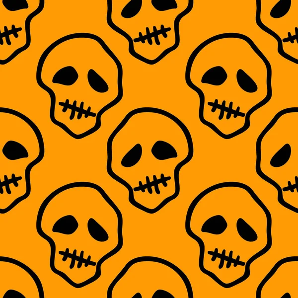 전형적 할로윈 두더지 해골의 가시없는 포스터를 디자인 손으로 주황색 그림이 — 스톡 벡터