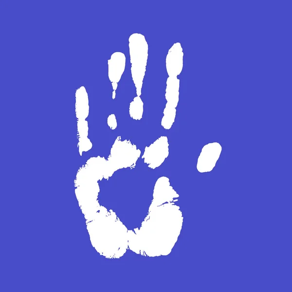 Print Human Hand Palm Imprint White Isolated Blue Vector Grunge — Stockový vektor