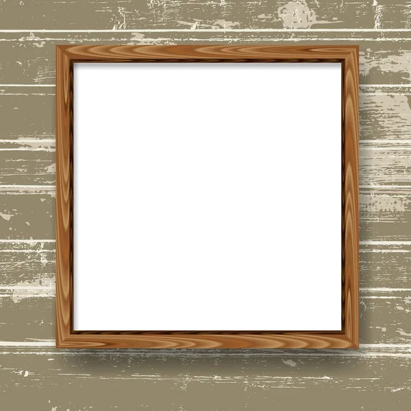 Realistic Minimal Blank Wood Frame Brown Background Wooden Border Vector — Stock Vector