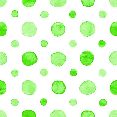 Beyaz bitti izole yuvarlak yeşil nokta sorunsuz elle çizilmiş suluboya desen yaptı.