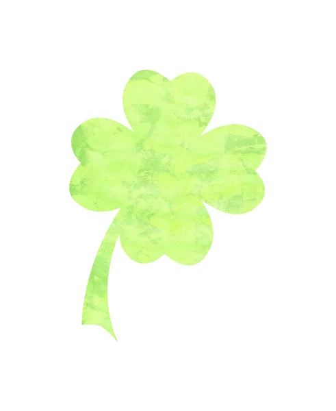 Fourleaf Shamrock Symbol Ljusgrön Isolerad Över Vitt Handritad Akvarell Illustration — Stockfoto