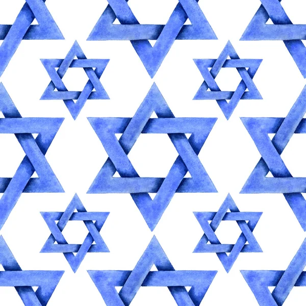 Ster Van David Aquarel Achtergrond Illustratie Joodse Israëlische Religieuze Symbool — Stockfoto