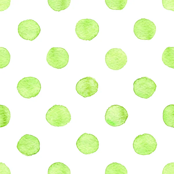Seamless Hand Drawn Watercolor Pattern Made Green Dots Isolated White — Stock Photo, Image
