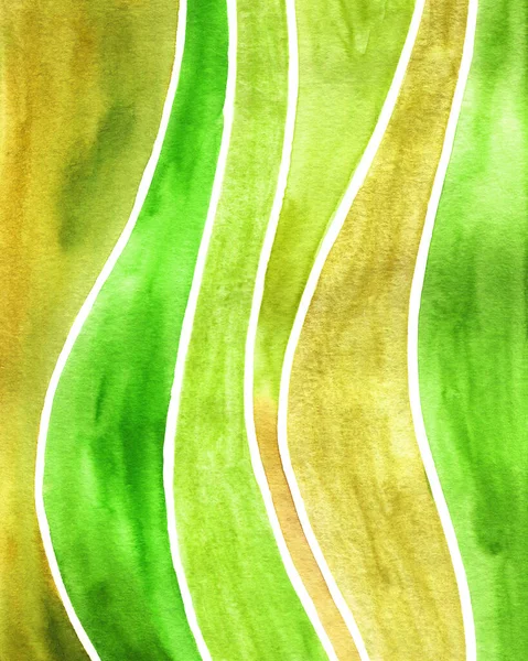 Αφηρημένη Κίτρινη Και Πράσινη Ακουαρέλα Κύματα Ζωγραφική Καλλιτεχνική Υφή Κατακόρυφο — Φωτογραφία Αρχείου