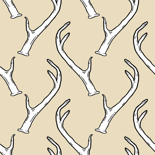 Seamless Pattern Deer Antlers Background Vector Illustration Nature Wildlife Animal — Stock Vector