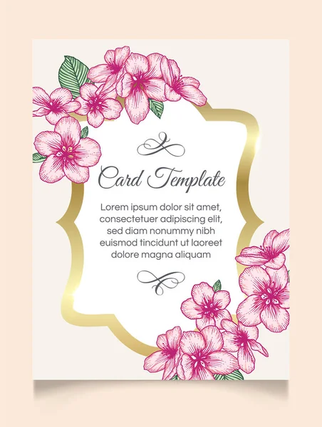 Vector Botanical Floral Convite Casamento Modelo Cartão Elegante Flores Maçã —  Vetores de Stock