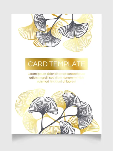 Floral Convite Casamento Dourado Modelo Cartão Elegante —  Vetores de Stock