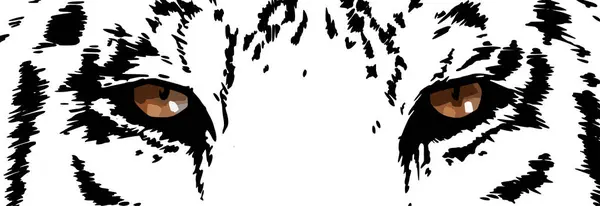 Векторный Портрет Тигровых Глаз Дикая Кошка Альбинос Головка Крупным Планом — стоковый вектор