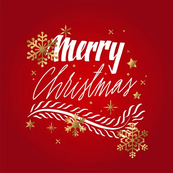 Рождественские Поздравления Руки Современная Праздничная Каллиграфия Написанная Белым Красном Золотыми — стоковый вектор
