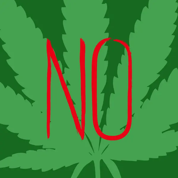 Kırmızı Ilaç Işareti Yok Yapımı Marihuana Yaprağı Yasaktır Narkotik Kenevir — Stok Vektör