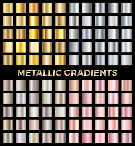 Gold Silver Texture Gradient Background Big Vector Set Metallic Design — Stock Vector