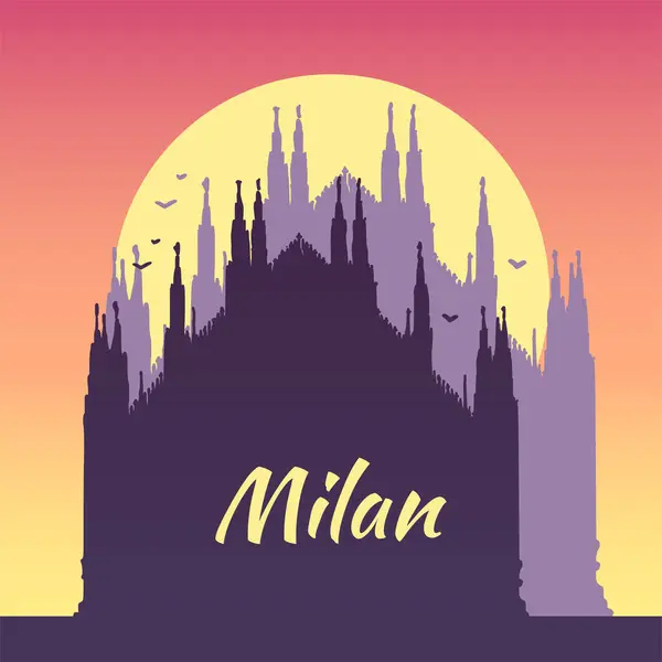 Talya Daki Milan Katedrali Nin Vektör Çizimi Mimari Turizm Simgesi — Stok Vektör