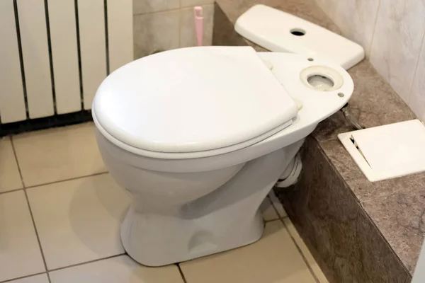 Bol Toilette Dans Une Toilette Maison Gros Plan Photo — Photo