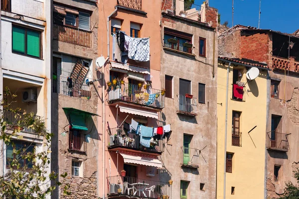 Typické Domy Starém Španělském Městě Někde Katalánsku — Stock fotografie