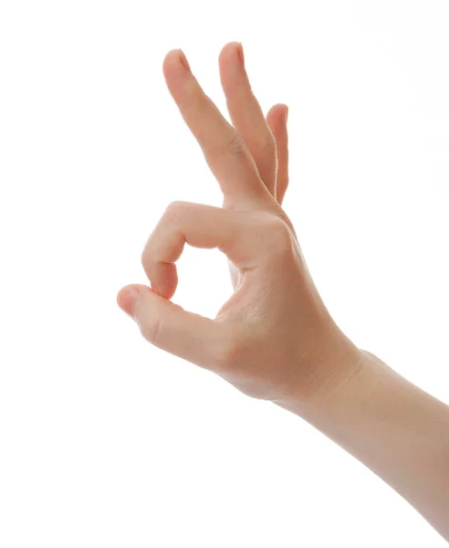 Hand Showing Sign Isolated White Background — Stock Photo, Image