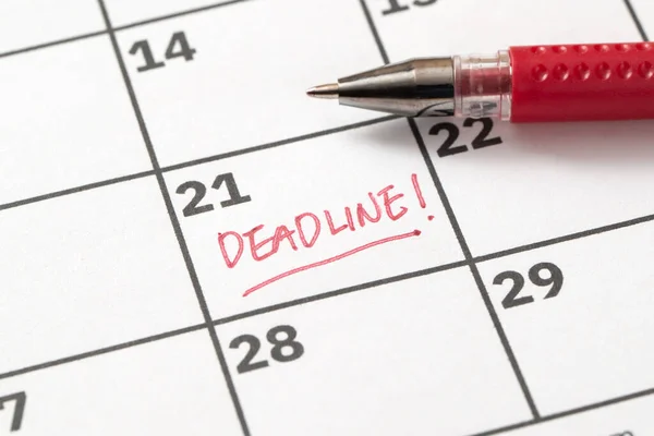 Deadline Reminder Written Calendar Red Marker Stock Image