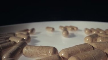 İlaç hapları, kapsül plakası kamera probu mercek makrosu