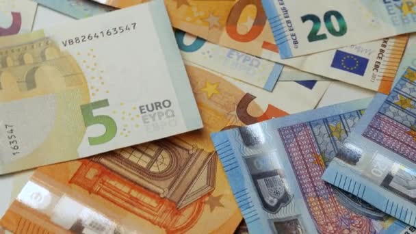 Banknoty Euro Makro Shot Obracające Się Dookoła — Wideo stockowe