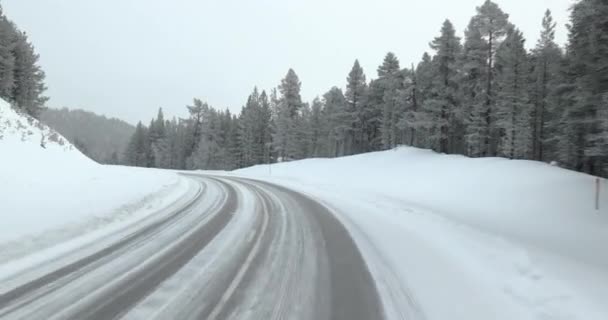 Snöig Körning Vintervägarna Finska Lappland Norra Arktis — Stockvideo