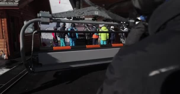 Alpe Dhuez Prancis Circa 2022 Menggunakan Lift Ski Yang Masuk — Stok Video