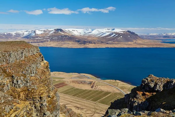 stock image Iceland scenery from Akrafjall, Akranes, Mountaon Esja in the background