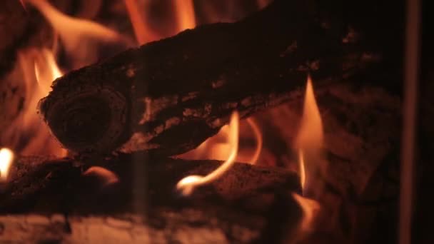 Brennendes Holz Kamin Wohlige Wärme Hause Holzscheite Die Wärme Ins — Stockvideo