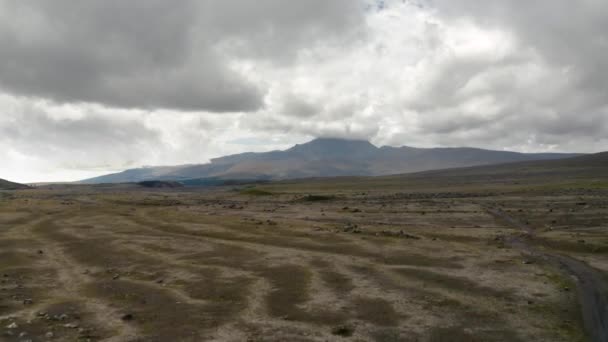 Drone Footage Rocky Plateau Cotopaxi National Park Ecuador Barren Rough — Vídeos de Stock