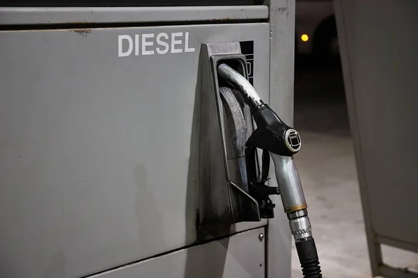 Fuel station pump diesel nozzle on pump for trucks