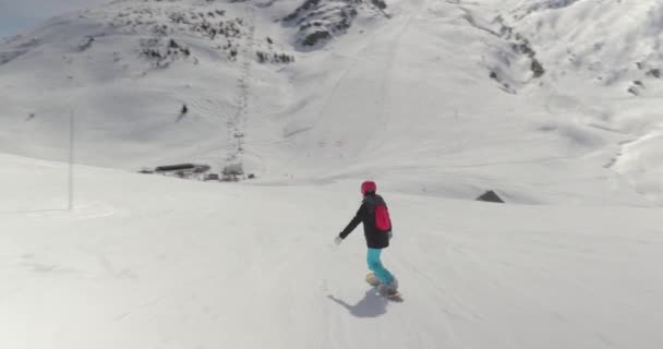 Snowboard Dans Les Alpes Rapide Prise Vue Angle Bas Avec — Video