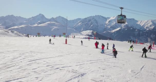 Alpe Dhuez Frankreich 2022 Skipiste Den Französischen Alpen Blick Von — Stockvideo